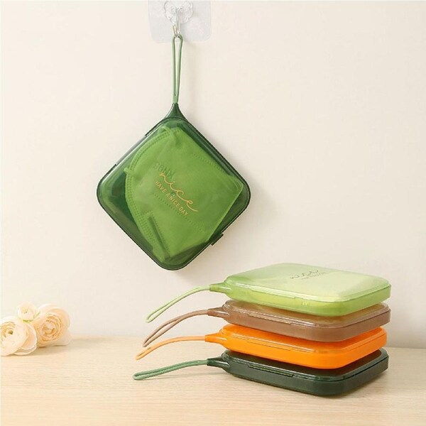 JOYBUY 4 Pack Portable Square Mask Storage Box Household Dust Mask Storage Box