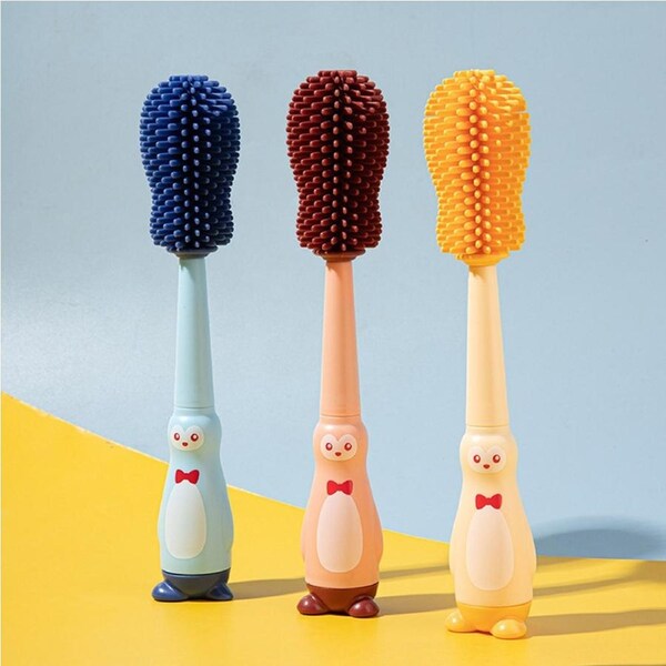 JOYBUY 3Pcs 4 In 1 Pacifier Bottle Brush Set Food Grade Silicone Bottle Cleaning Brush