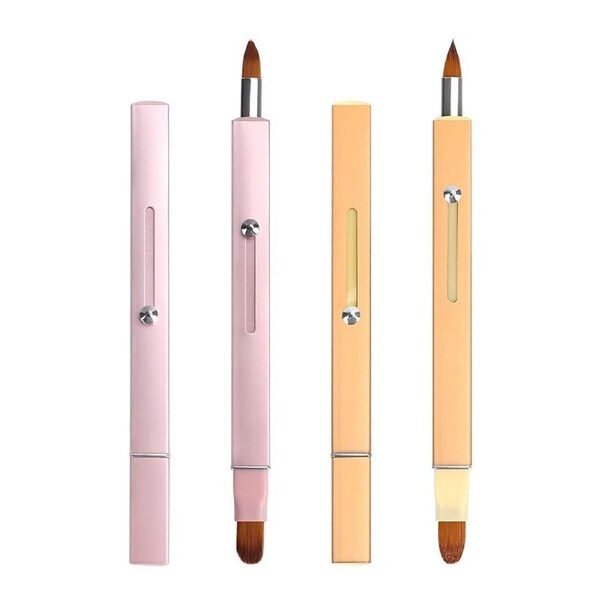 JOYBUY 2 Pcs Retractable Lip Brush Lipstick Double-ended Lip Applicator Concealer Brush
