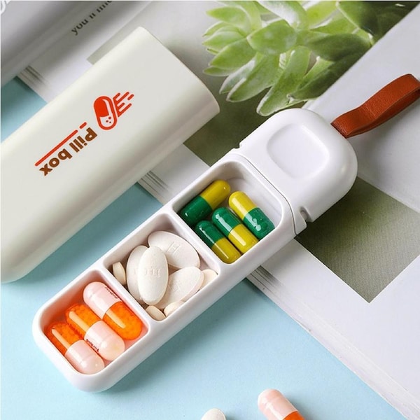 JOYBUY 2 Pack Portable Medicine Storage Box Mini Pill Box Medicine Organizer