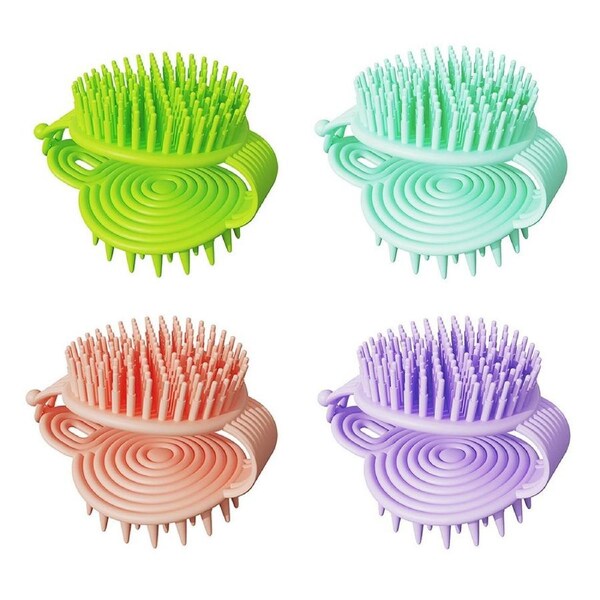 JOYBUY 4Pcs Hair Shampoo Brush Double Sided Scalp Massager Hair Scrubber Scalp Brush