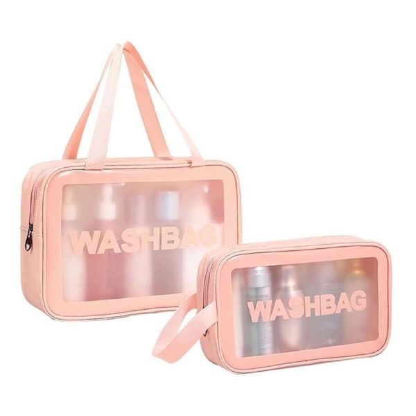 JOYBUY 2 Pieces Clear Makeup Bag PVC Waterproof Cosmetic Bag Travel Toiletry Bag