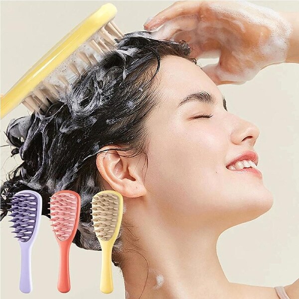 JOYBUY 3 Pack Long Handle Shampoo Brush Silicone Scalp Massage Comb Hair Washing Brush
