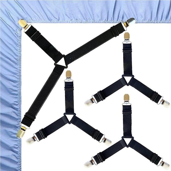 JOYBUY 4Pcs Bed Sheet Elastic Holder Straps Bed Sheet Clips Sheet Fasteners