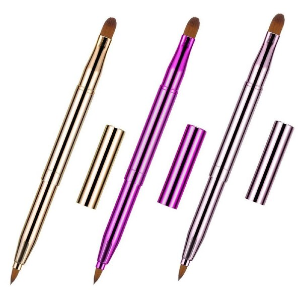 JOYBUY 3 Pcs Dual End Lip Brush Concealer Brushes Retractable Lipstick Makeup Brush