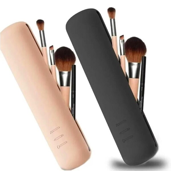 JOYBUY 3pcs Travel Makeup Brush Holder Silicone Cosmetic Brushes Bag Makeup Sponge Case