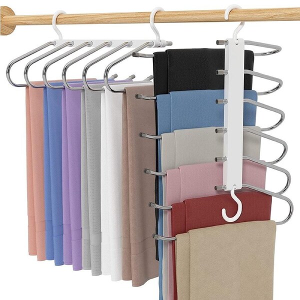 JOYBUY Foldable Stainless Steel 6 Tier Clothes Pants Storage Hanger