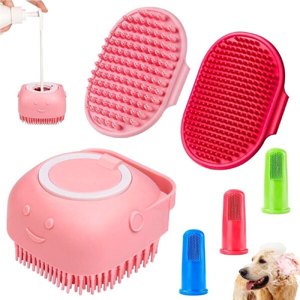 JOYBUY 6pcs Dog Bath Brush Dog Shampoo Brush Dog Scrubber For Bath Dog Scrubber