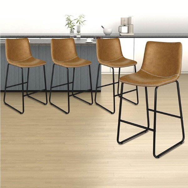 4x ALFORDSON Bar Stools Vintage Leather Brown