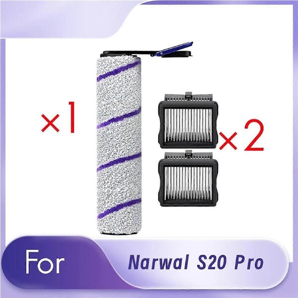 1 Roller Brush and 2 Filter Replacement Parts for S20 Pro Cordless Wet Dry Vacuum Cleaner