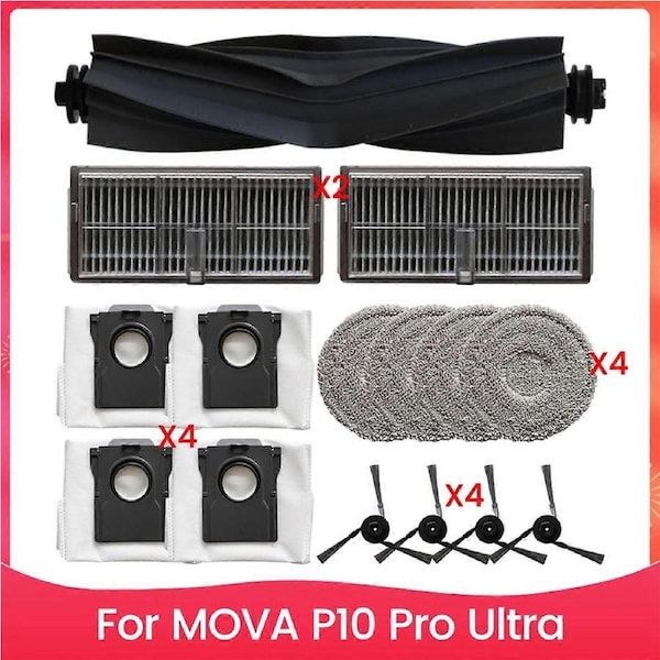 For P10 Pro Ultra Robotic Vacuum Cleaner Replacement Parts Main Side Brush Mop Pads Filters, Dust Bag