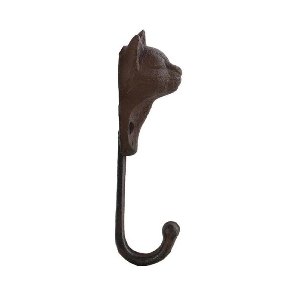 Cast Iron Cat Wall Hook Indoor/Outdoor Decor - Hand Crafted -16cm - Black - 2 Piece