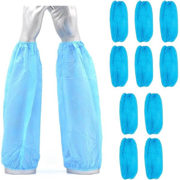 10pcs Safetyware Non-Woven Fabric Disposable Protective Arm Sleeves Protector Breathable Cover Blue for Hospital Laboratory Kitchen Saloon