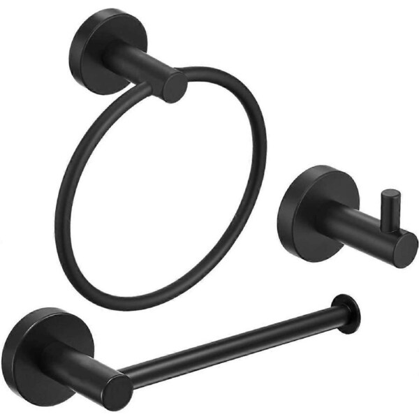 3 Pieces Stainless Steel Bathroom Hardware Set Black