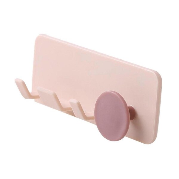 Plug Hook Punch Free Strong Adhesion Simple Appearance Wall Mounted Power Plug Holder for Bathroom Kitchen Pink