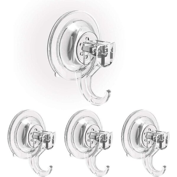 4 Pack Hooks Suction Hooks Vacuum Suction Holder For Hanging Without Drilling Transparent Reusable Waterproof Oil-Tight Suction Cup Holder