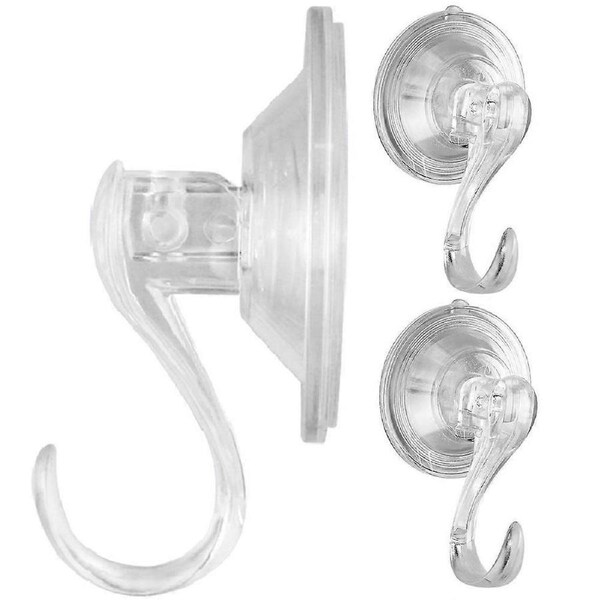 Suction Cup Hanger Suction Hooks Bathroom Accessories Transparent 8.9x6.7cm Hanging Clothes 3Pcs