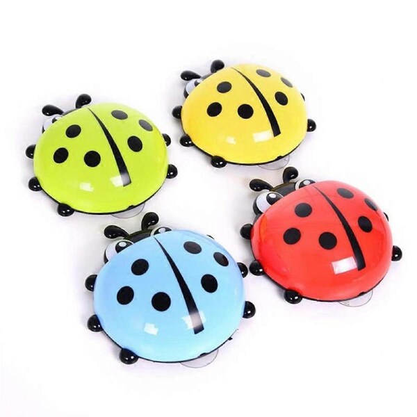 Bathroom Cartoon Ladybug Sucker Toothbrush Holder Children Kids Suction Hooks Toothbrush Holder