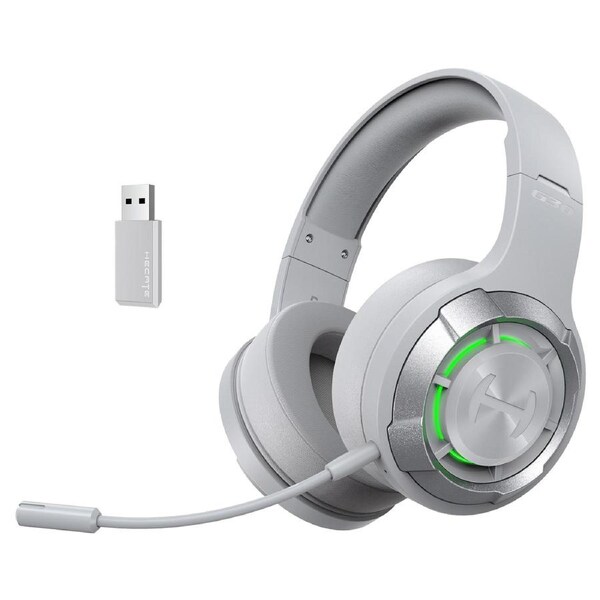 HECATE by Edifier G30 S Wireless Gaming Headset, 2.4GHz / Bluetooth 5.3 Dual-Mode Transmission, Game Sound Effects, Dual Noise Cancelling Microphone for PC/MAC/PS4/PS5, RGB Lighting - Grey