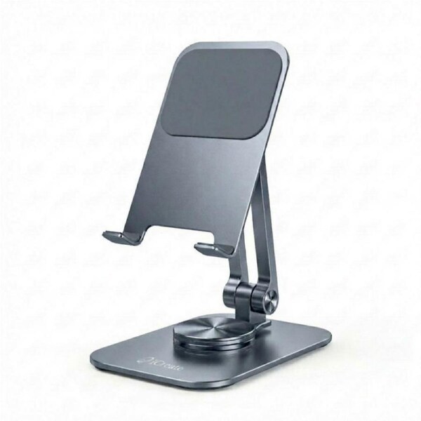 Phone Desktop Stand Aluminum Holder 360° Rotation and Foldable - Grey