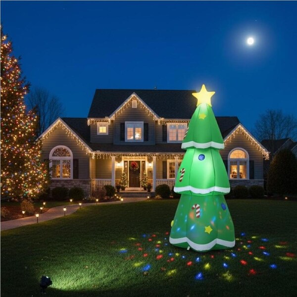 Santaco 1.5m Inflatable Christmas Tree Flashing Light Music Outdoor Decoration