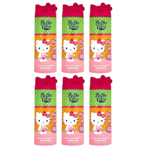 6PK Hello Kitty Bubble Bath Gentle Cleanser Shower Fragrance Kids/Children 400ml