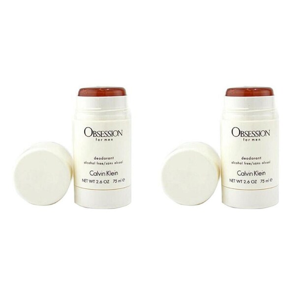 2PK Calvin Klein Men's Obsession Deodorant Stick Alcohol Free/Sons Alcool 2.6oz