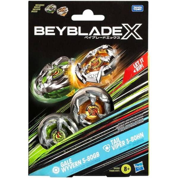 Beyblade X - Gale Wyvern 5-80GB and Tail Viper 3-80HN Top Dual Pack Set