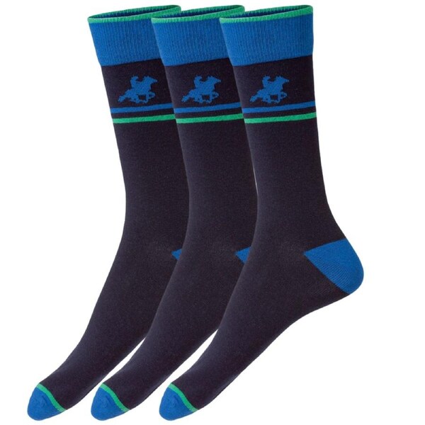 Livergy Mens Crew Socks - Navy/Green - 1 Pack of 3 EU 39-42