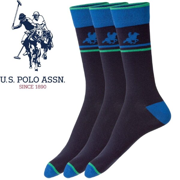 Livergy Mens Crew Socks - Navy/Green - 1 Pack of 3 EU 43-46