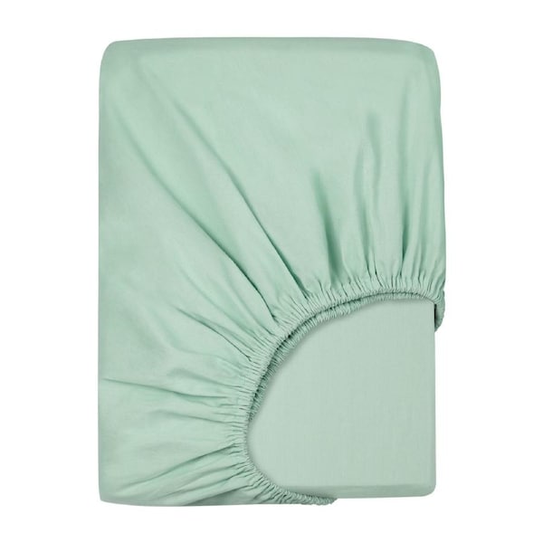 LINENOVA Premium 100% Cotton Fitted Sheet Ultra Soft Breathable For All Seasons Deep Pocket Up to 40CM Single / Sage Green