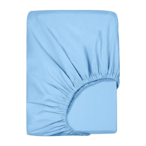 LINENOVA Premium 100% Cotton Fitted Sheet Ultra Soft Breathable For All Seasons Deep Pocket Up to 40CM King Single / Light Blue