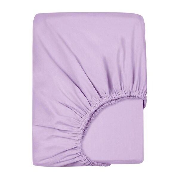 LINENOVA Premium 100% Cotton Fitted Sheet Ultra Soft Breathable For All Seasons Deep Pocket Up to 40CM King Single / Lavender