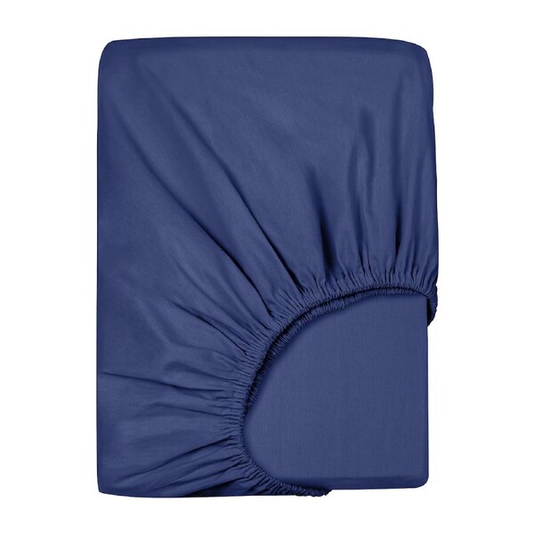 LINENOVA Premium 100% Cotton Fitted Sheet Ultra Soft Breathable For All Seasons Deep Pocket Up to 40CM Double / Navy