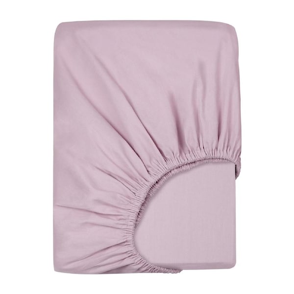LINENOVA Premium 100% Cotton Fitted Sheet Ultra Soft Breathable For All Seasons Deep Pocket Up to 40CM Queen / Dusty Pink