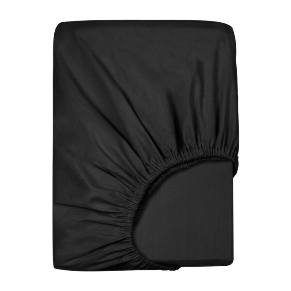LINENOVA Premium 100% Cotton Fitted Sheet Ultra Soft Breathable For All Seasons Deep Pocket Up to 40CM King / Black