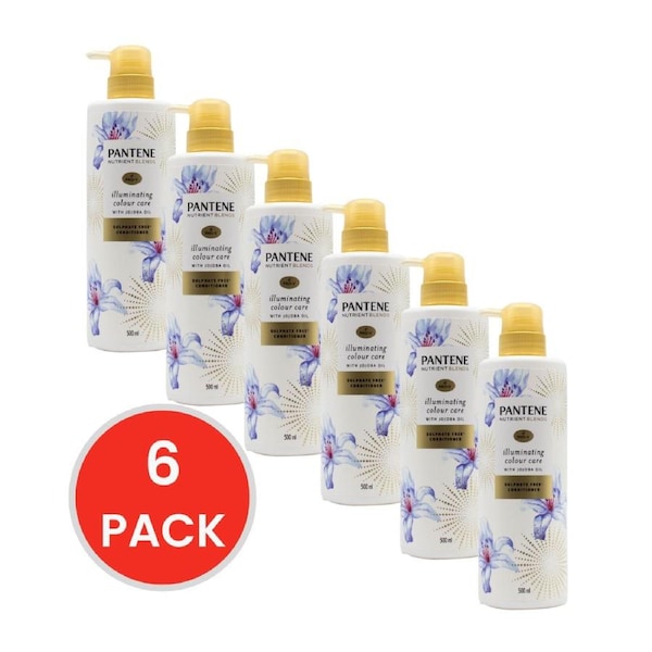 Pantene 500mL Conditioner Pro V Illuminating Colour Care Sulphate With Jojoba Oil (6x Pack)