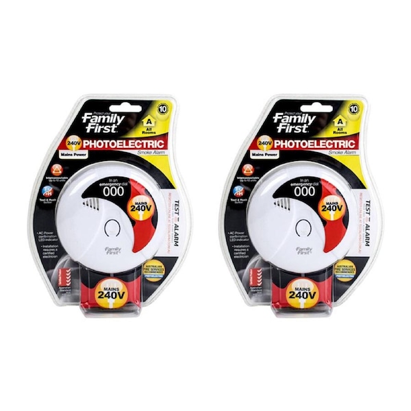 2PK Family First Photoelectric Smoke Alarm 240V Interconnectable Hard-Wired