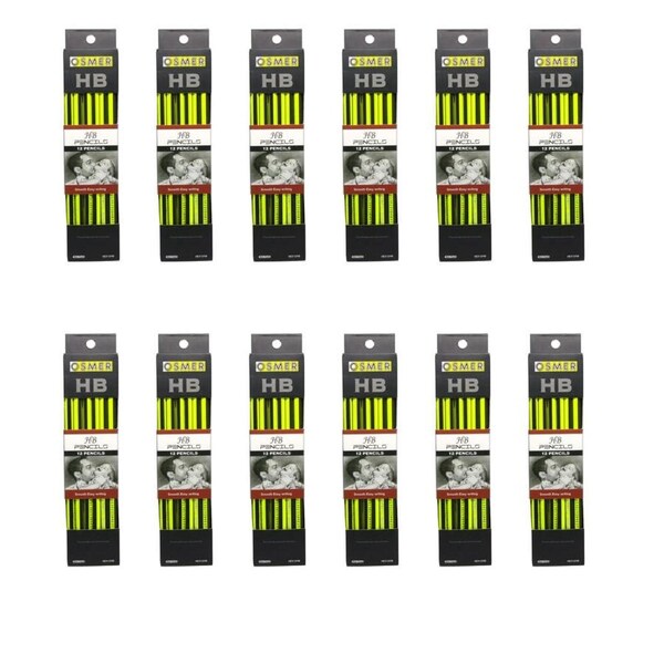 12PK Osmer Wood Case Hexagon Hb Pencil Premium W/Eraser Box Of 12 School Office