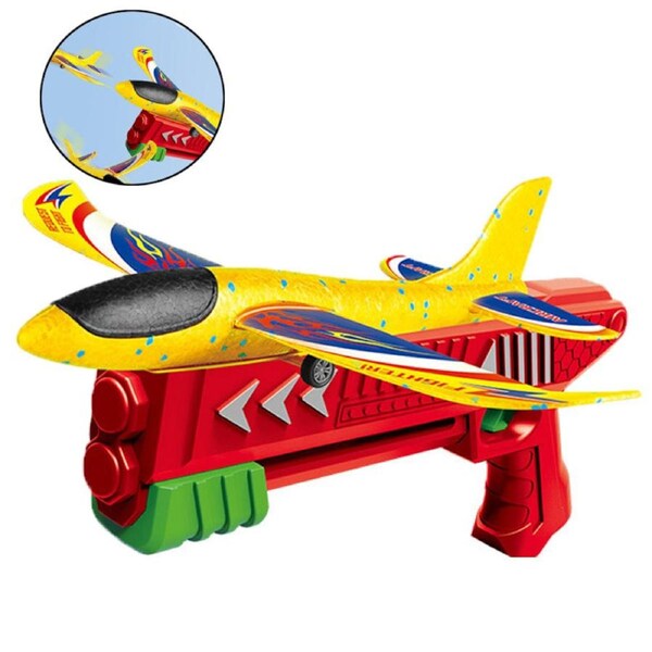 Nevenka Foam Airplane Launcher Play Glider Plane Kids Flying Toy for Outdoor Sport-Red