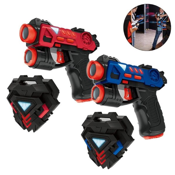 Nevenka 2 Pcs Laser Tag Guns Set Infrared Mini Laser Tag with 2 Pack Badges Group Activity Fun Toy for Kids