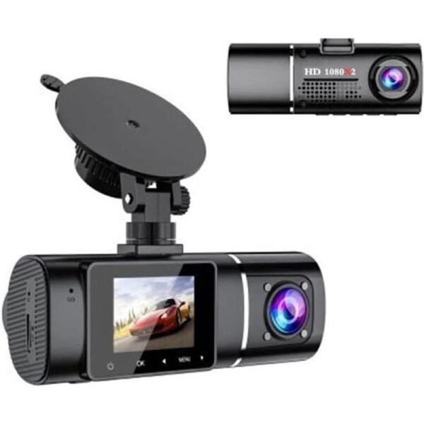 1080P Dual Dash Cam - Front & Rear Car Camera with Night Vision, HDR, Wide-Angle Lenses, G-Sensor & Parking Monitor