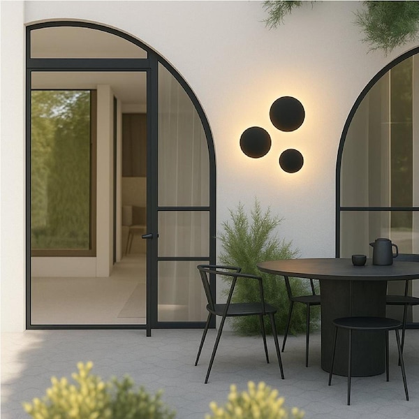 Orlan 250mm LED Colour-Shifting Disc Wall Sconce - Black/Large