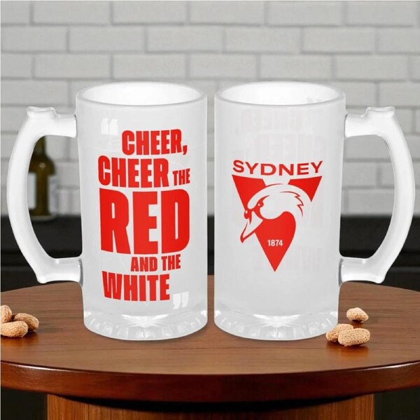 Sydney Swans Frosted Stein Glass