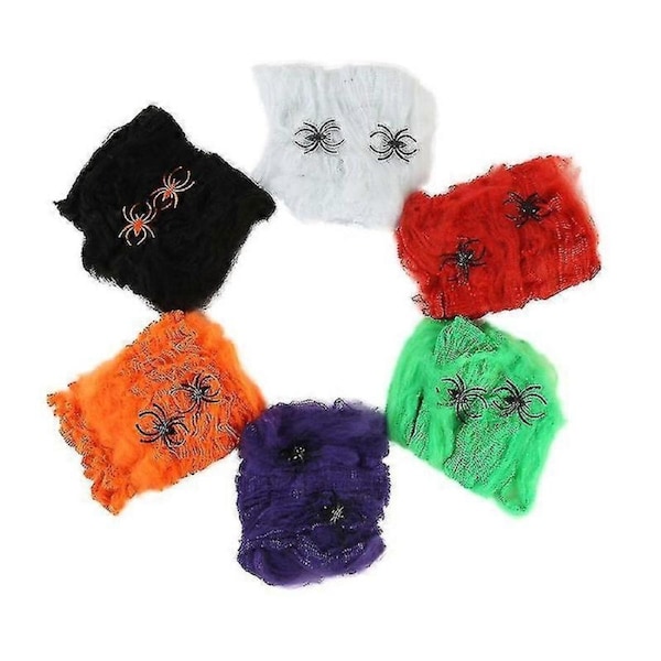 JOYBUY 6pcs Halloween Spiderweb Halloween Cobwebs Halloween Decorations Halloween Decors Cotton Spider Web And Spiders
