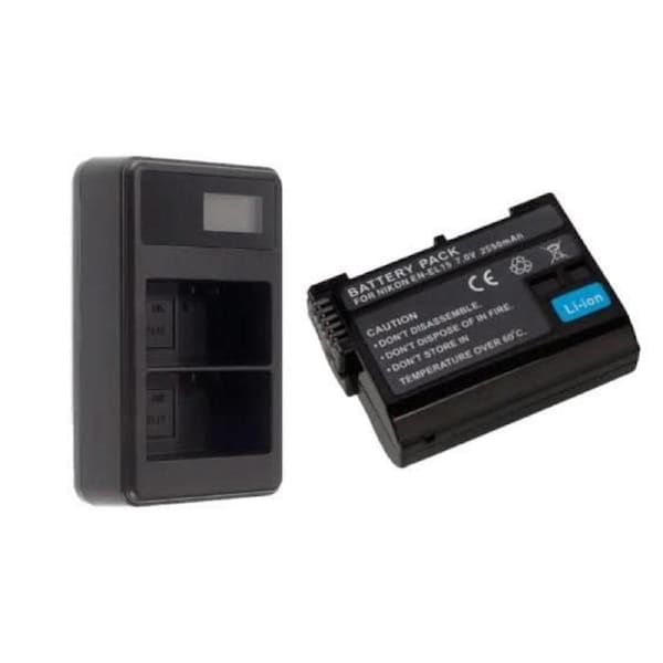 Battery Replacement + LCD Charger for Nikon EN-EL15 D7000 D7100 D800 D800E D600 Camera