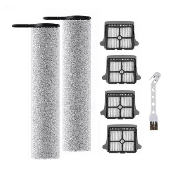 Replacement HEPA Filters and Brush Roller Set for FLOOR ONE S7 Steam Cordless Wet Dry Floor Washer