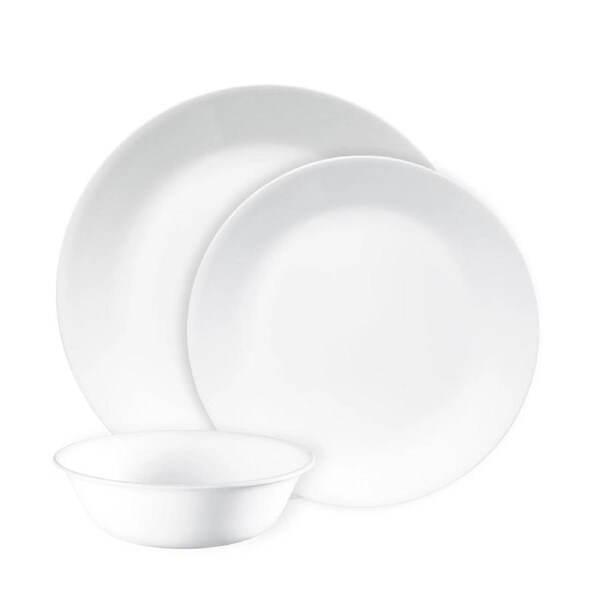 Corelle 12 Piece Dinner Set - 4 Person Plates Bowls Dinnerware - Classic Lightweight Microwave Fridge Safe