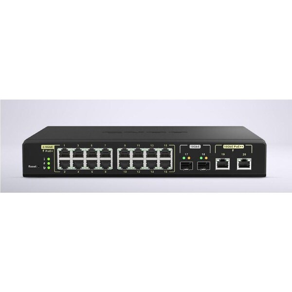 QNAP QSW-M2116P-2T2S -16 ports 2.5GbE RJ45 with 802.3at(30W), 2 ports 10GbE SFP+, 2 ports 10GbE RJ45 with 802.3bt(90W) -2 yr WTY