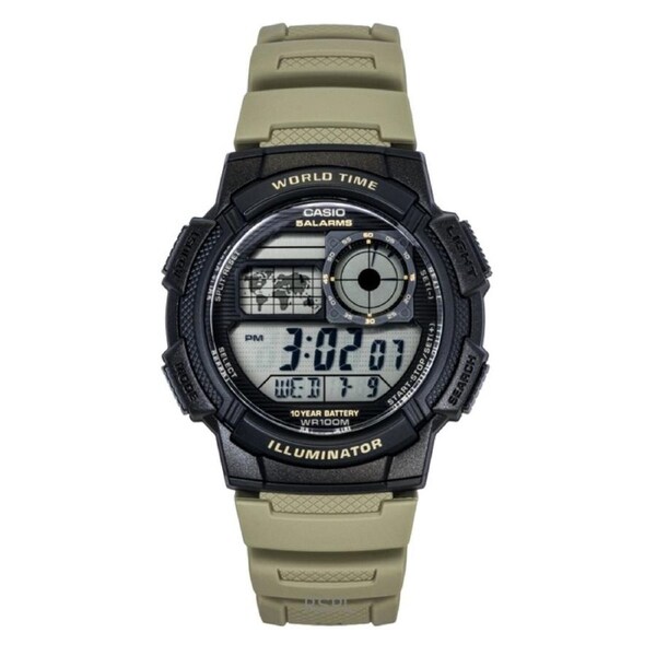 Casio Illiminator Digital Quartz AE-1000W-5AV Mens Watch World Time Timer Alarm Multi Time Backlight 100M